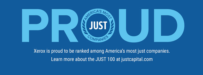 Proud JUST 100, Industry Leader, Why Xerox, Midwest Data